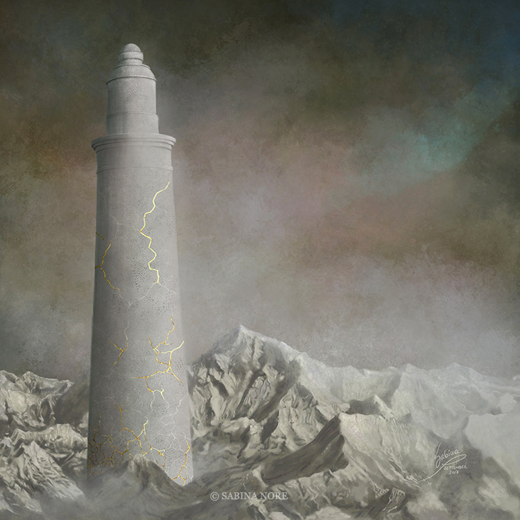 Wabi-Sabi of the Ivory Tower - painting by Sabina Nore